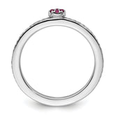14k White Gold Stackable Expressions Rhodolite Garnet and Dia. Ring